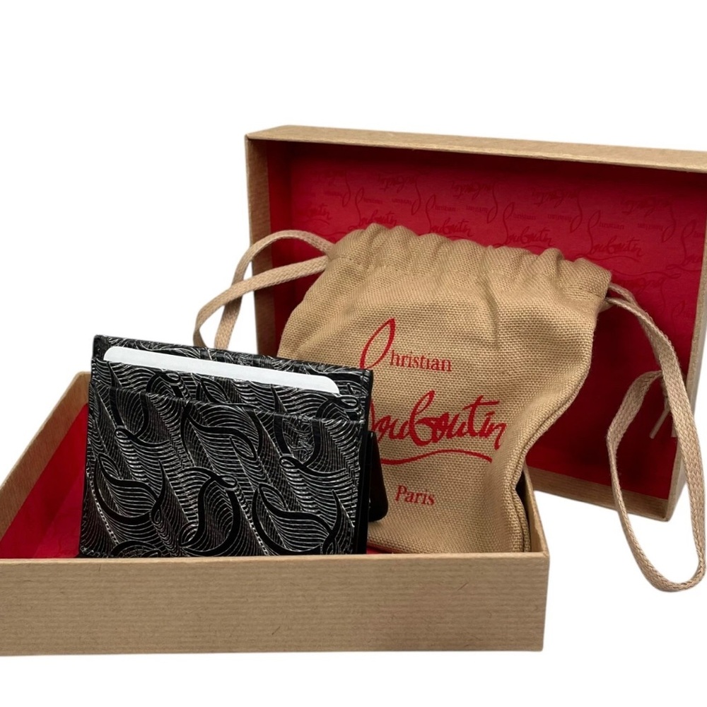 Christian Louboutin Signature Metallic Monogram Print Leather Card Case - Picture 4 of 15